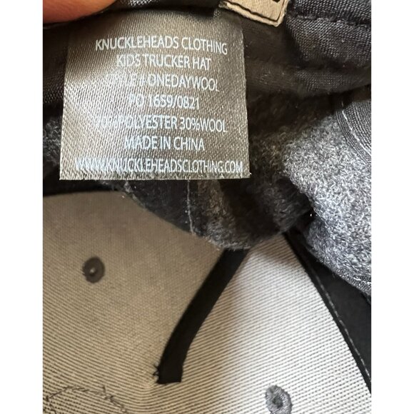 Little Threads Knuckleheads Snapback Hat Charcoal‎ Youth Small Adjustable WOOL - Picture 4 of 5